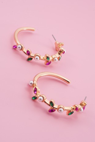 Flower Rhinestone Earrings-PREORDER