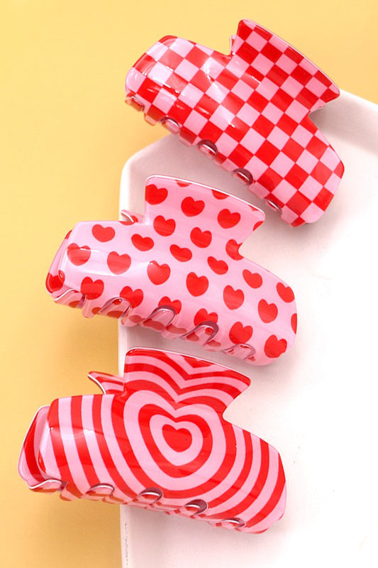 VALENTINE'S DAY GIFT SWIRL HEART HAIR CLAW CLIPS