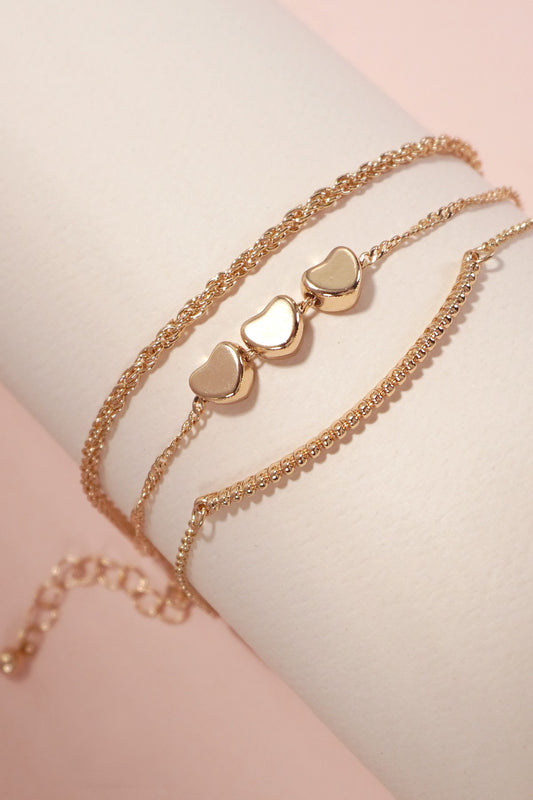 MULTI LAYER MOVABLE MINI HEART BAR BRACELET