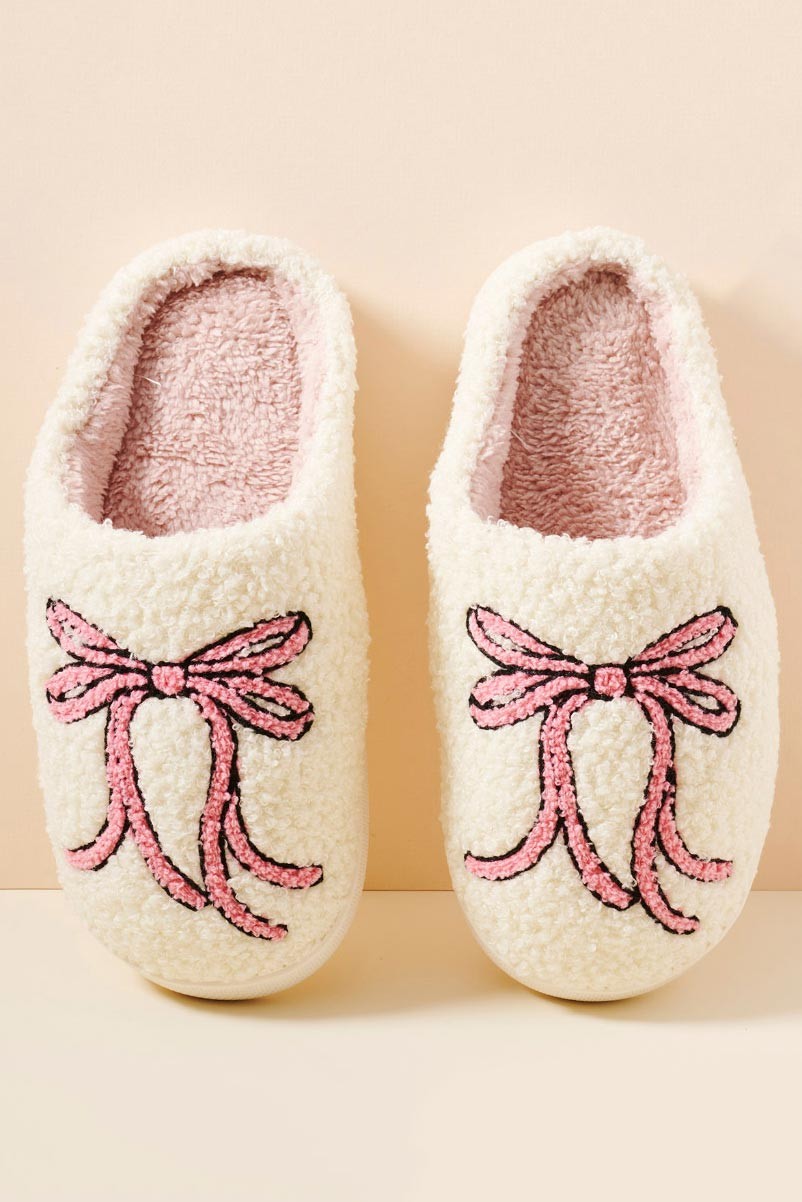 PINK BOW SLIPPERS