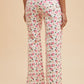 STRETCH FLORAL PRINT STRAIGHT LEG DENIM JEANS