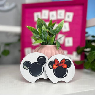 Mickey & Minnie Head Car Coaster