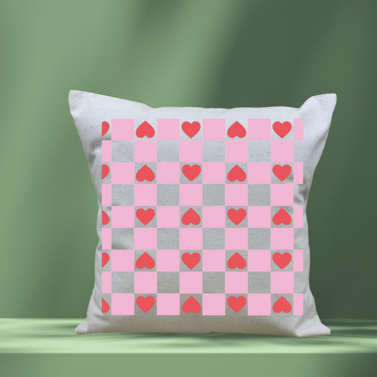 VALENTINE CHECKERED HEART PILLOW