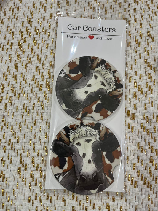 Black Highland Cow Car Coaster