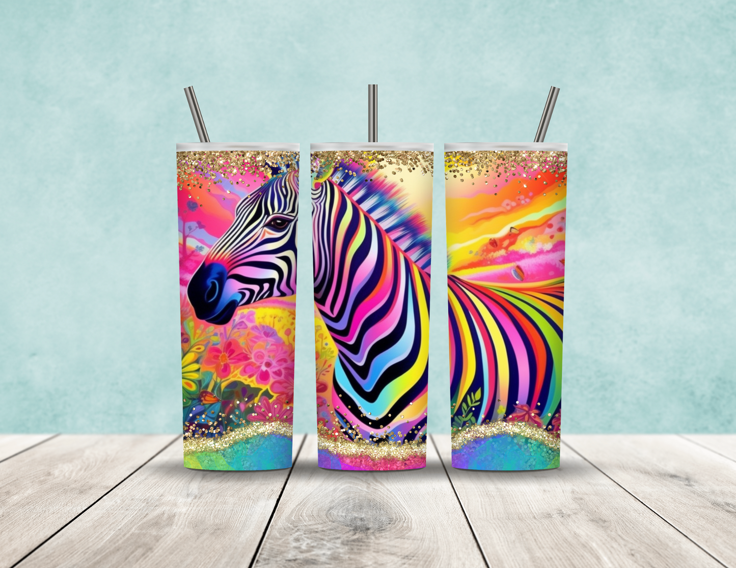 Zebra Rainbow Tumbler