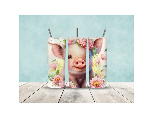 Flowery Pig Tumbler