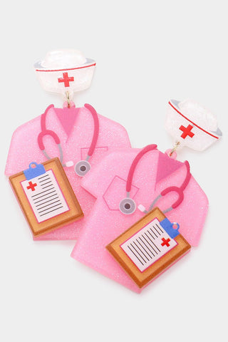 Pink Nurse Earrings  - Pre Order
