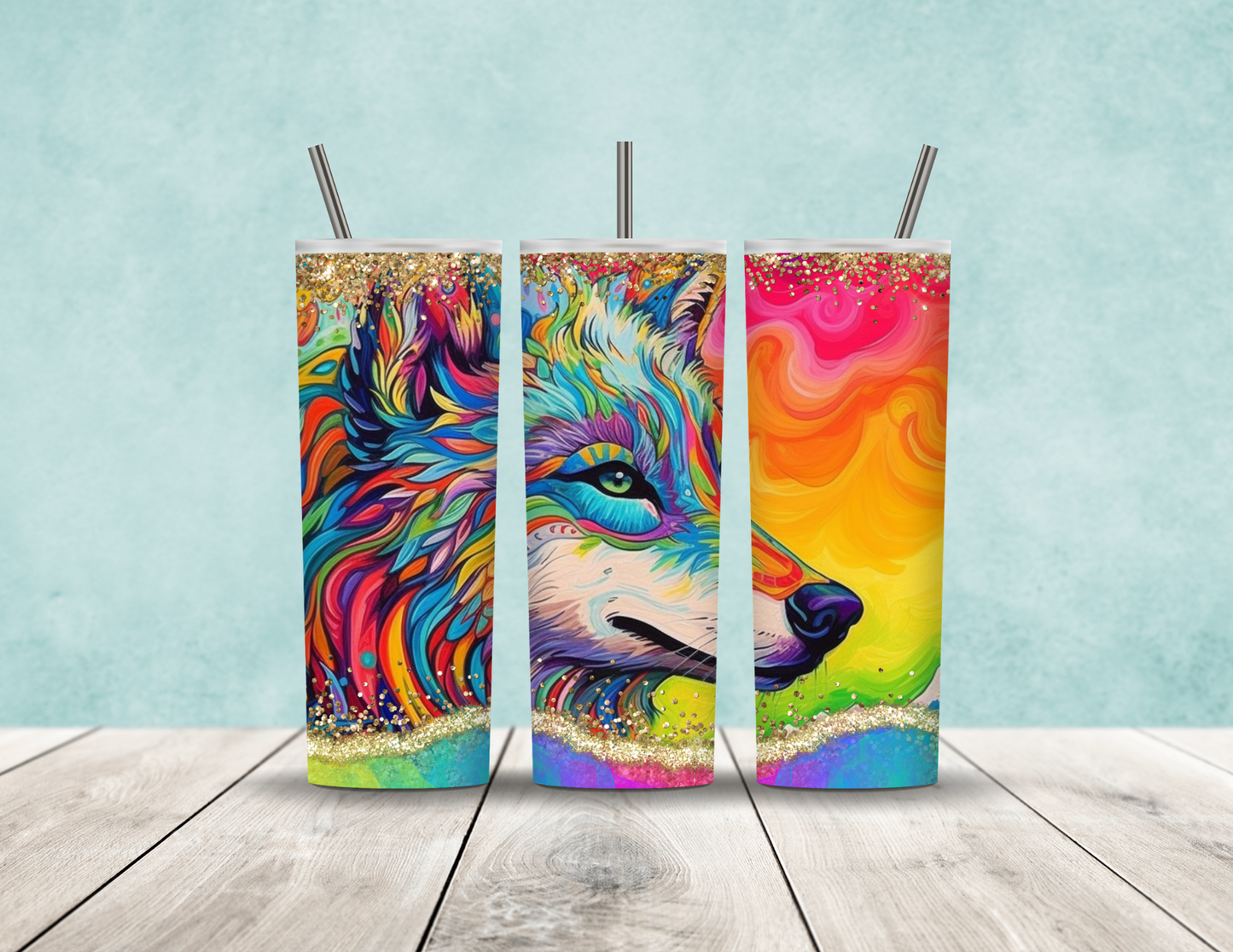 Wolf Rainbow Tumbler