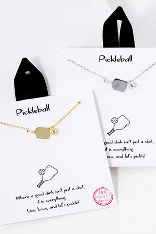 Pickleball and Paddle Pendant Necklace