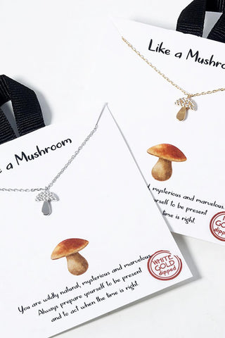 Gold Dipped Mushroom CZ Pendant Necklaces