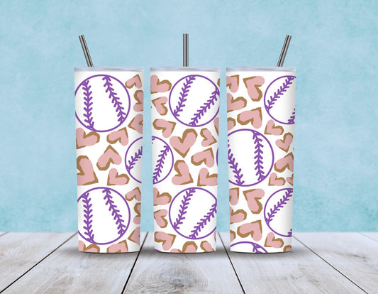 Baseball with Hearts Tumbler