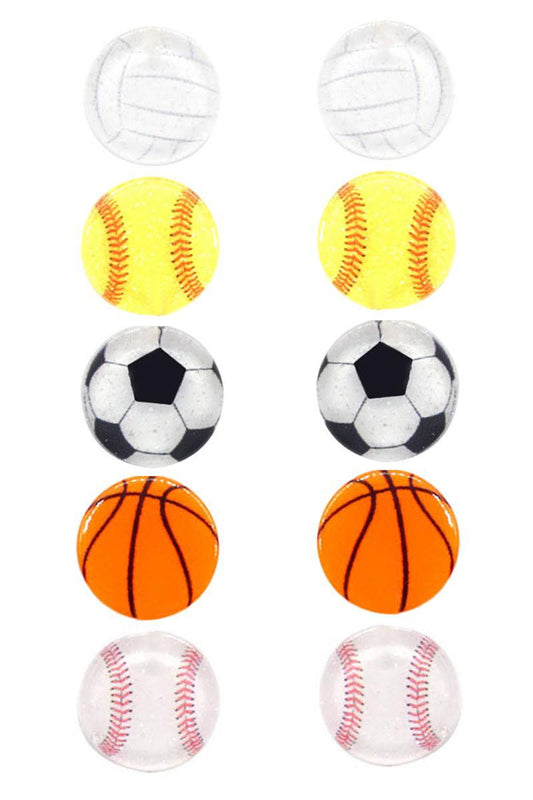 Pre-Order Stylish Sports Theme Glitter Stud Post Earrings