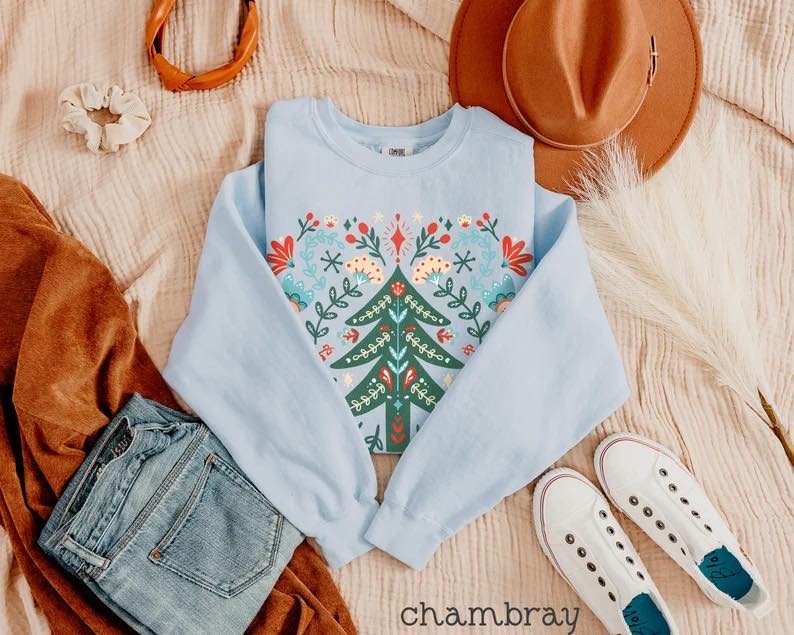 Christmas Floral Pullover