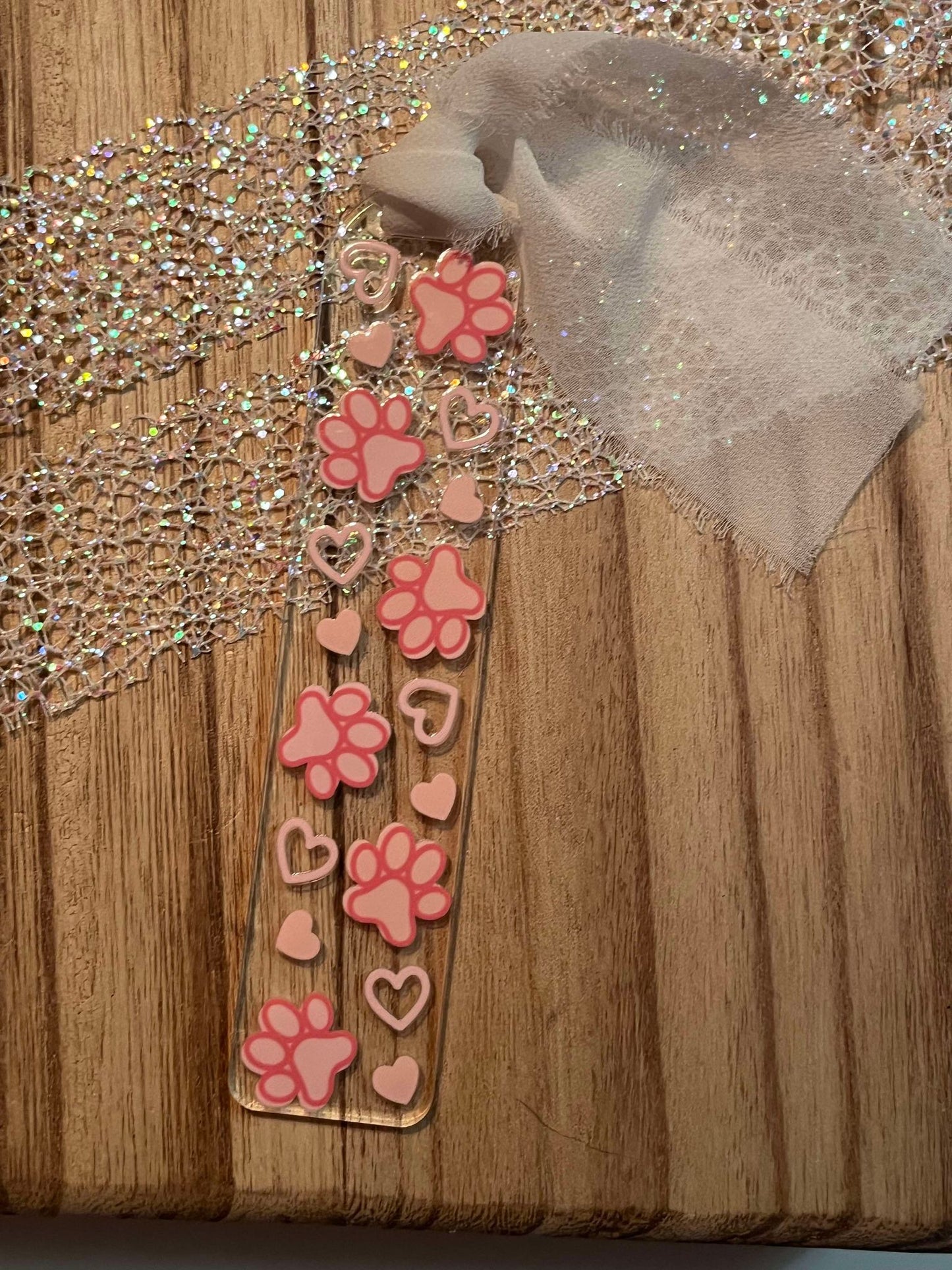 Pink Pawprints Bookmark