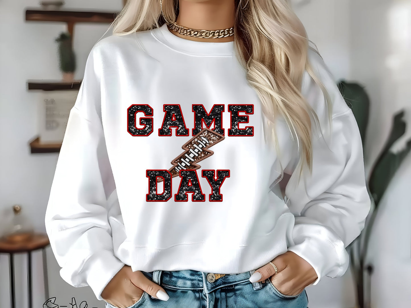 Game Day Lightning Bolt Faux Sequin