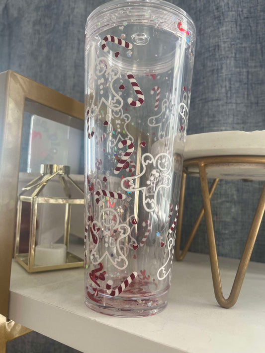 GINGERBREAD CANDY CANE SNOW GLOBE TUMBLER