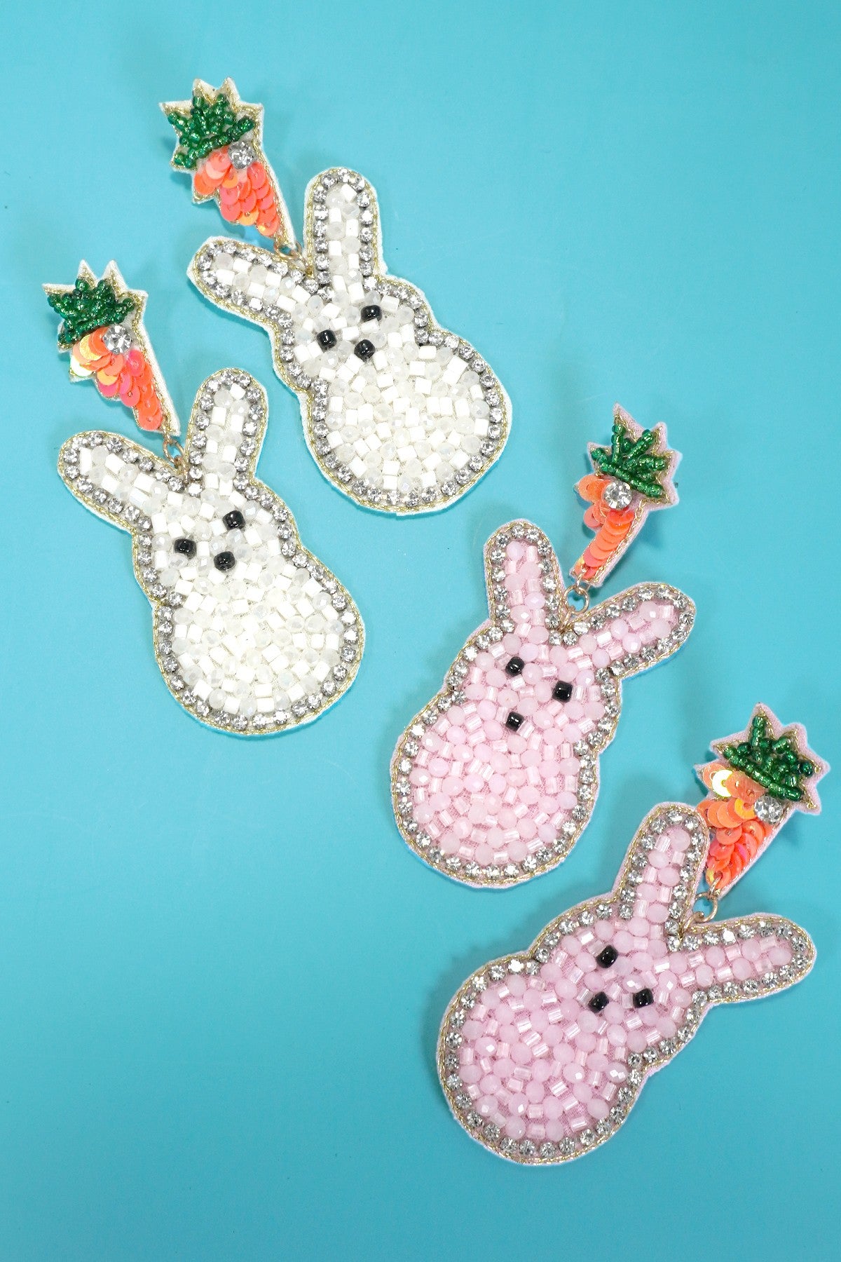 EASTER BUNNY CARROT SEED BEADED DROP EARRINGS