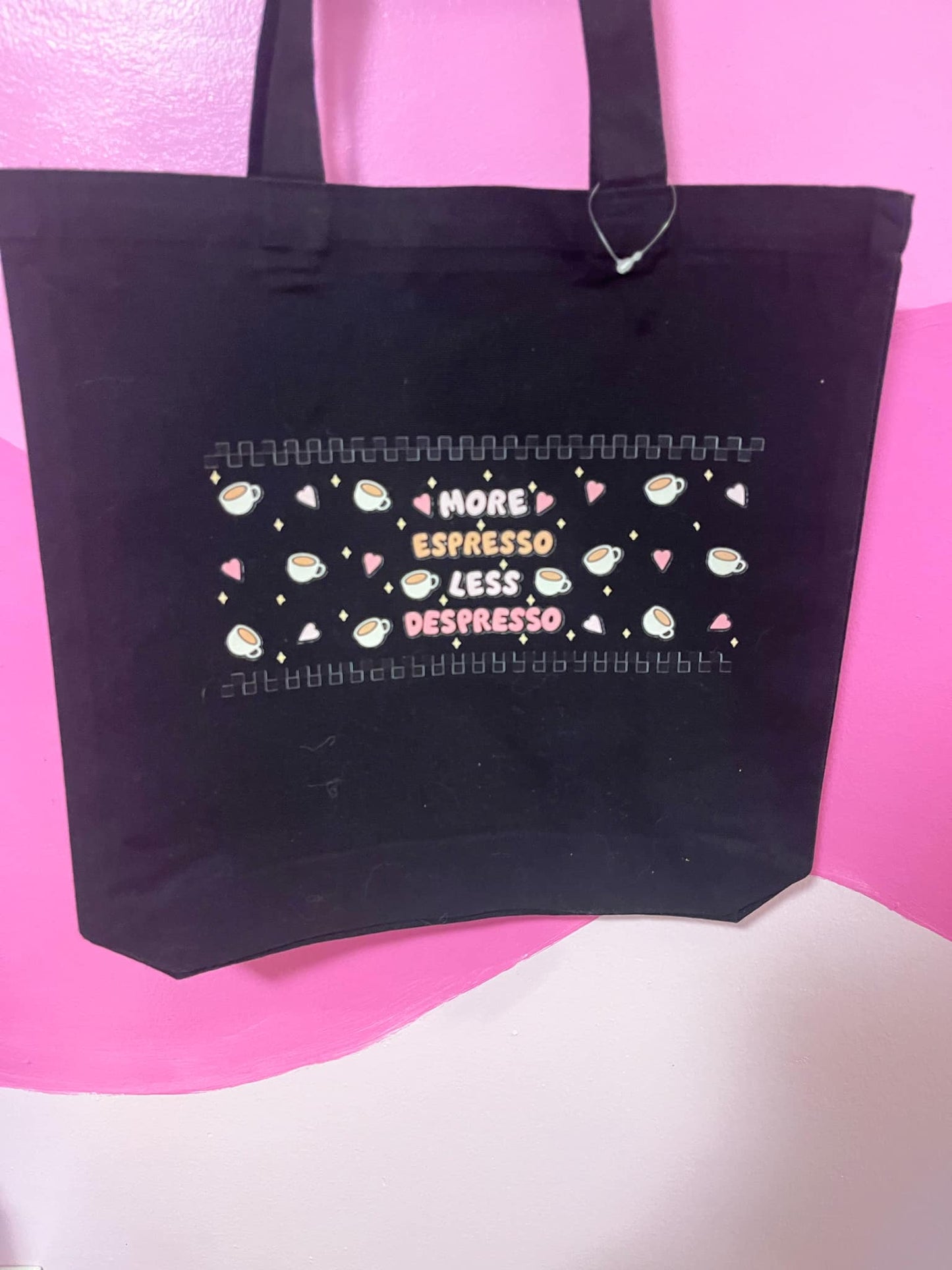 MORE EXPRESSO - LESS DEPRESSO BLACK TOTE