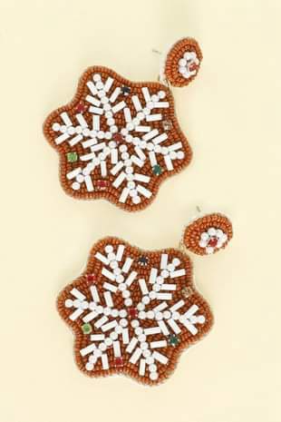 GINGER BREAD SNOWFLAKE EARRINGS