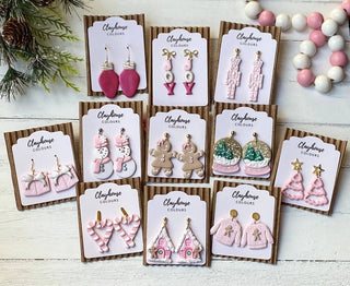Holiday Snowglobe Earrings: Pink / Stainless Steel