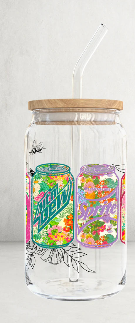 FLORAL SODA CANS MUG/TUMBLER