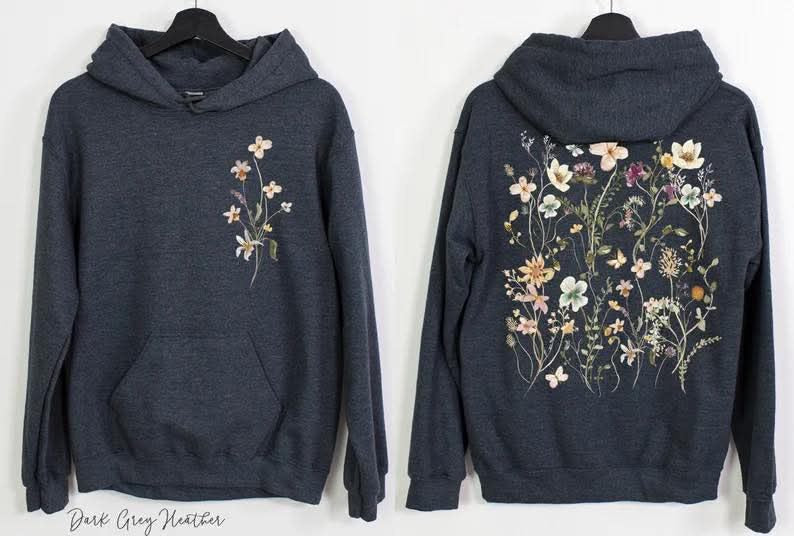 Navy Floral Hoodie