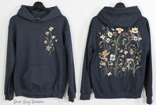 Navy Floral Hoodie