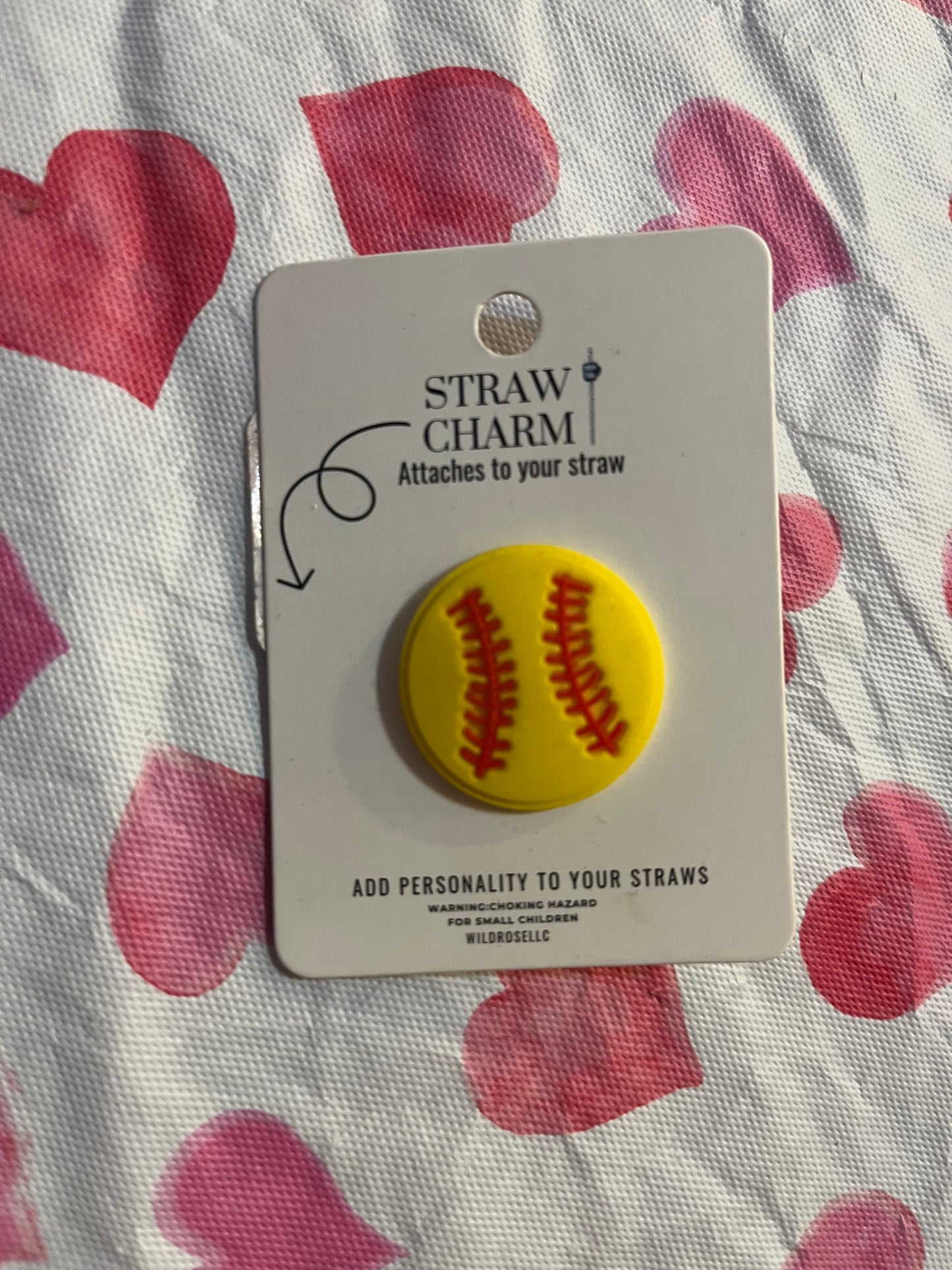 Softball straw charm