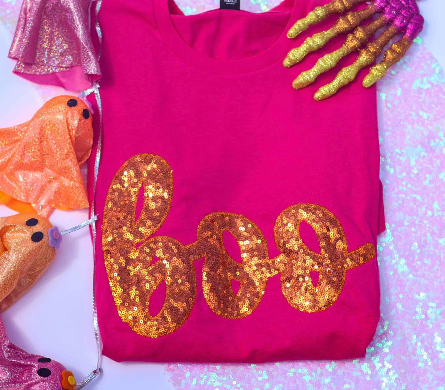 Boo- PINK AND ORAGNE EMBROIDERY SEQUINS