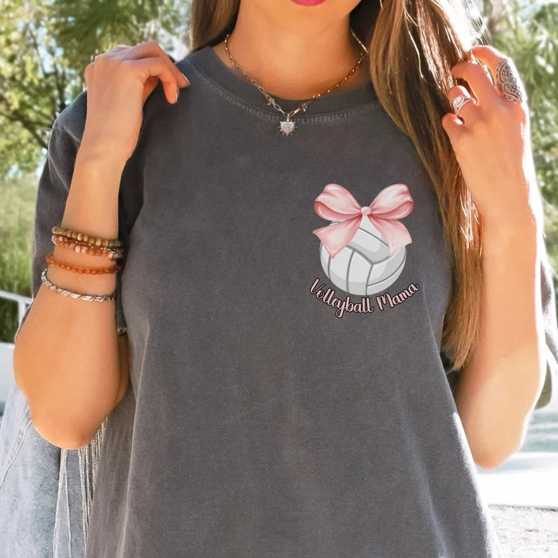 Vollyball Mama Tee with Bow