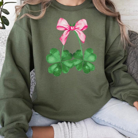 St Patrick Day Coquette Bow Sweatshirt