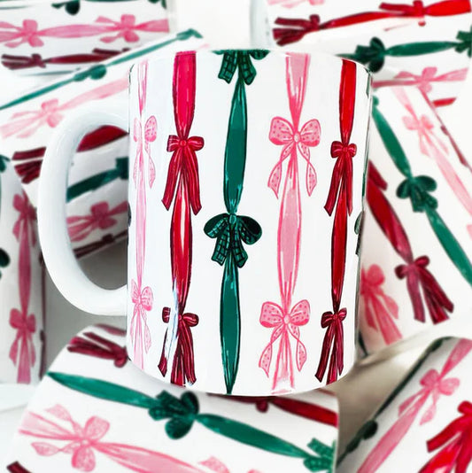 CHRISTMAS BOW RIBBON MUG