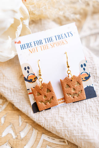 Happy Cutter Co - Cute Halloween Earrings | Orange Pumpkin Treat Clay Earrings